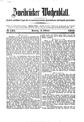 Zweibrücker Wochenblatt Sonntag 15. Oktober 1865