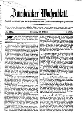 Zweibrücker Wochenblatt Sonntag 22. Oktober 1865