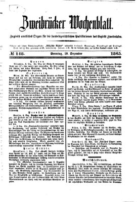 Zweibrücker Wochenblatt Sonntag 10. Dezember 1865