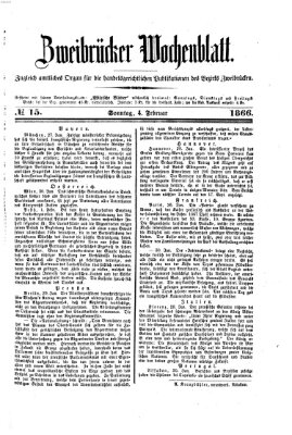 Zweibrücker Wochenblatt Sonntag 4. Februar 1866