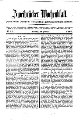 Zweibrücker Wochenblatt Sonntag 18. Februar 1866