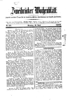 Zweibrücker Wochenblatt Sonntag 29. April 1866