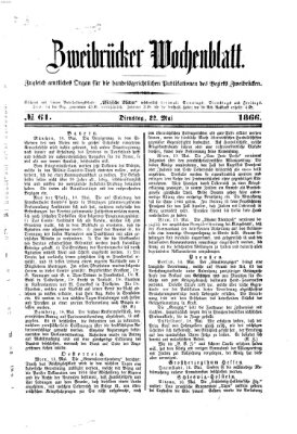 Zweibrücker Wochenblatt Dienstag 22. Mai 1866