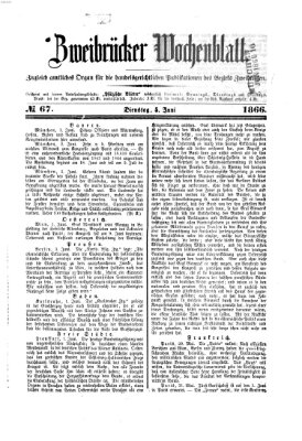 Zweibrücker Wochenblatt Dienstag 5. Juni 1866