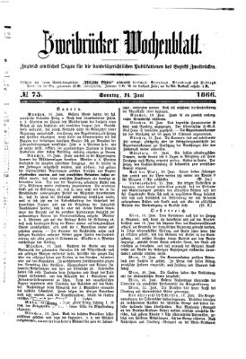 Zweibrücker Wochenblatt Sonntag 24. Juni 1866