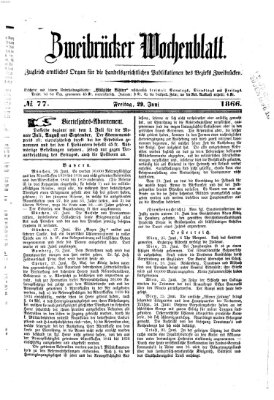 Zweibrücker Wochenblatt Freitag 29. Juni 1866