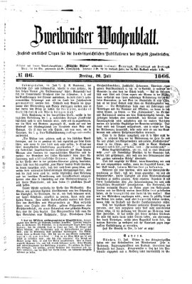 Zweibrücker Wochenblatt Freitag 20. Juli 1866