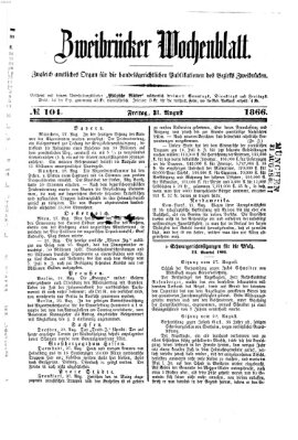 Zweibrücker Wochenblatt Freitag 31. August 1866