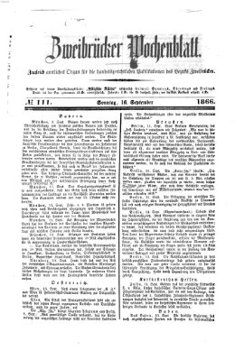 Zweibrücker Wochenblatt Sonntag 16. September 1866