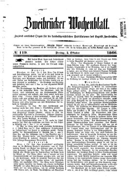 Zweibrücker Wochenblatt Freitag 5. Oktober 1866