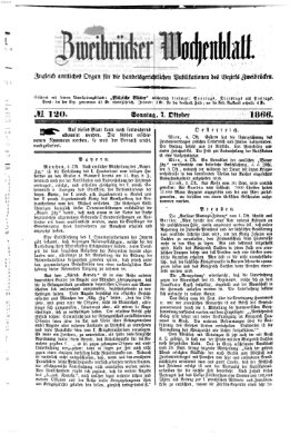 Zweibrücker Wochenblatt Sonntag 7. Oktober 1866