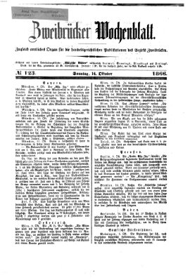 Zweibrücker Wochenblatt Sonntag 14. Oktober 1866