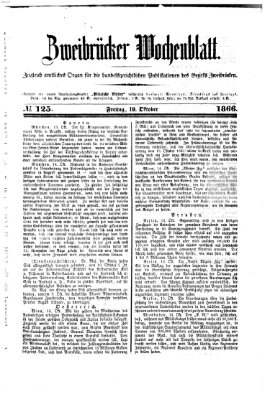 Zweibrücker Wochenblatt Freitag 19. Oktober 1866