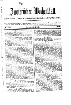 Zweibrücker Wochenblatt Freitag 26. Oktober 1866