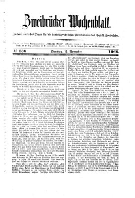 Zweibrücker Wochenblatt Dienstag 13. November 1866