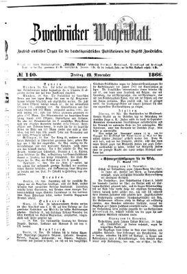 Zweibrücker Wochenblatt Freitag 23. November 1866