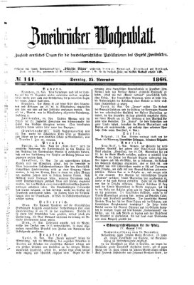 Zweibrücker Wochenblatt Sonntag 25. November 1866