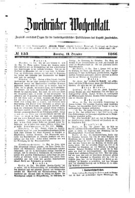 Zweibrücker Wochenblatt Sonntag 23. Dezember 1866