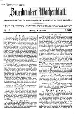 Zweibrücker Wochenblatt Freitag 8. Februar 1867