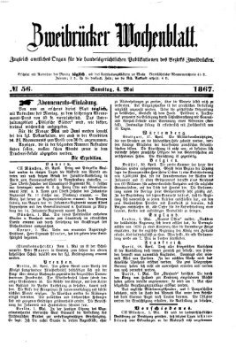 Zweibrücker Wochenblatt Samstag 4. Mai 1867