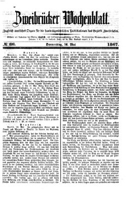 Zweibrücker Wochenblatt Donnerstag 16. Mai 1867