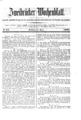 Zweibrücker Wochenblatt Dienstag 4. Juni 1867