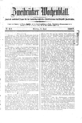 Zweibrücker Wochenblatt Freitag 7. Juni 1867