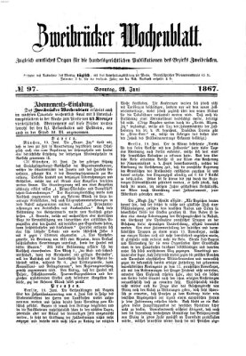 Zweibrücker Wochenblatt Sonntag 23. Juni 1867