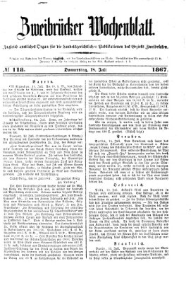 Zweibrücker Wochenblatt Donnerstag 18. Juli 1867