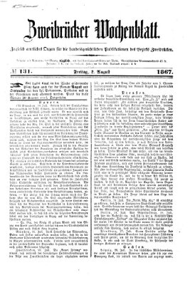 Zweibrücker Wochenblatt Freitag 2. August 1867