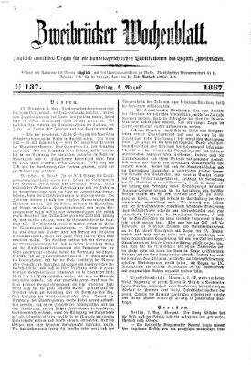 Zweibrücker Wochenblatt Freitag 9. August 1867