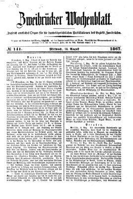 Zweibrücker Wochenblatt Mittwoch 14. August 1867