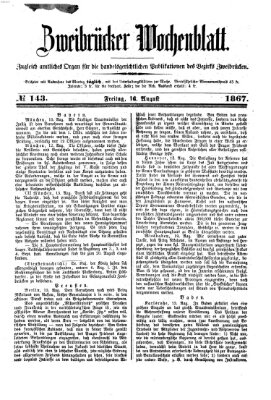 Zweibrücker Wochenblatt Freitag 16. August 1867