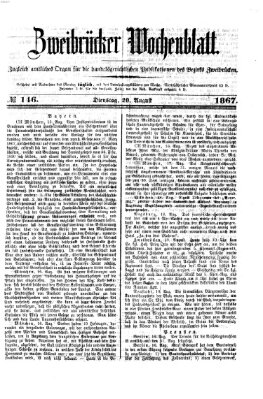 Zweibrücker Wochenblatt Dienstag 20. August 1867