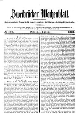 Zweibrücker Wochenblatt Mittwoch 4. September 1867