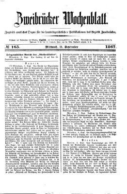 Zweibrücker Wochenblatt Mittwoch 11. September 1867