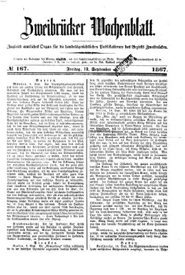 Zweibrücker Wochenblatt Freitag 13. September 1867