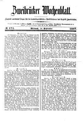 Zweibrücker Wochenblatt Mittwoch 18. September 1867