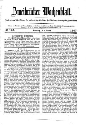 Zweibrücker Wochenblatt Sonntag 6. Oktober 1867