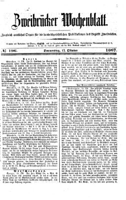 Zweibrücker Wochenblatt Donnerstag 17. Oktober 1867