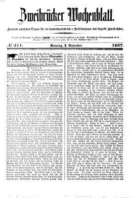 Zweibrücker Wochenblatt Sonntag 3. November 1867