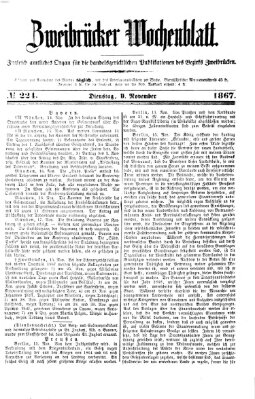 Zweibrücker Wochenblatt Dienstag 19. November 1867