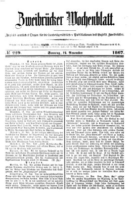 Zweibrücker Wochenblatt Sonntag 24. November 1867