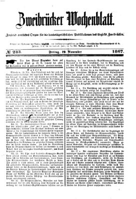 Zweibrücker Wochenblatt Freitag 29. November 1867