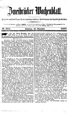 Zweibrücker Wochenblatt Samstag 30. November 1867