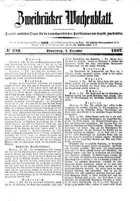 Zweibrücker Wochenblatt Donnerstag 5. Dezember 1867