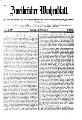 Zweibrücker Wochenblatt Freitag 6. Dezember 1867