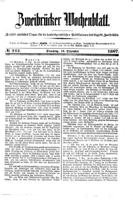 Zweibrücker Wochenblatt Dienstag 10. Dezember 1867