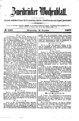 Zweibrücker Wochenblatt Donnerstag 19. Dezember 1867