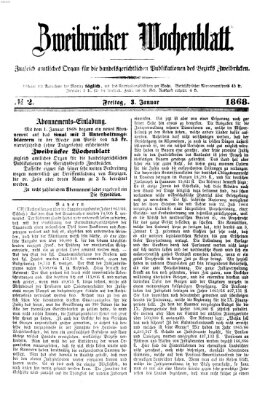 Zweibrücker Wochenblatt Freitag 3. Januar 1868